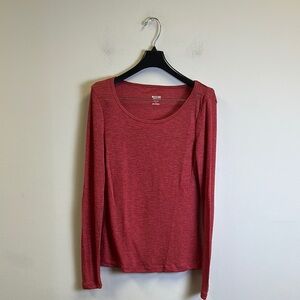 Fitted Red Long Sleeve Blouse